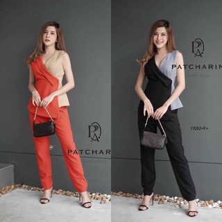 11592 Set 2 ชิ้น เสื้อแขนกุด ทูโทน + กางเกงขายาว Set of 2 pieces. Two-tone sleeveless shirt + long pants.