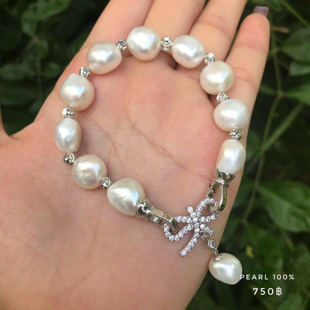 สร้อยข้อมือมุกแท้ 100% มีใบรับประกัน