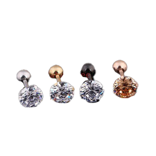 ต่างหูเพชร CZ สแตนเลสเหมาะสำหรับคนแพ้ง่าย (ราคา 1 ชิ้น) | CZ.BB. | CZ Stud(Ball Back) earring - 1Pc