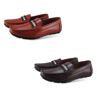 FREEWOOD CASUAL SHOES รองเท้าหนังรุ่น 84-949 สีน้ำตาลเข้ม / สีแทน ( DARK BROWN / TAN )