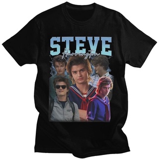 ย้อนยุคคอตต้อนคอกลมเสื้อยืดคอกลมเสื้อยืด พิมพ์ลายกราฟฟิค Stranger Things 4 Steve Harrington โอเวอร์ไซซ์ สไตล์สตรีท สําหร