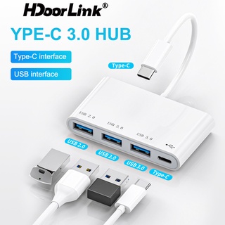 Hdoorlink อะแดปเตอร์เชื่อมต่อ Type-C OTG 4 พอร์ต USB 2.0 3.0 ความเร็วสูง Type C เป็น USB สําหรับสมาร์ทโฟน โน้ตบุ๊ก แล็ปท็อป