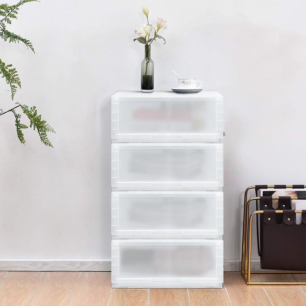 Homebase SATACKO กล่องเก็บของลิ้นชักพลาสติก ขนาด M Thailand W54xD39.5xH24 Cm สีขาวใส