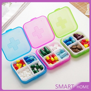 หลายช่อง กล่องยาแบบพกพา กล่องยา มินิ กล่องสีสันลูกกวาด Cross-packing pill box