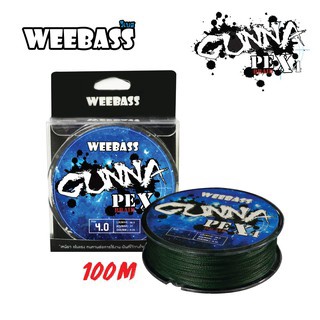 สาย PE Weebass รุ่น GUNNA ถัก x4 สีเขียว ยาว 100m.