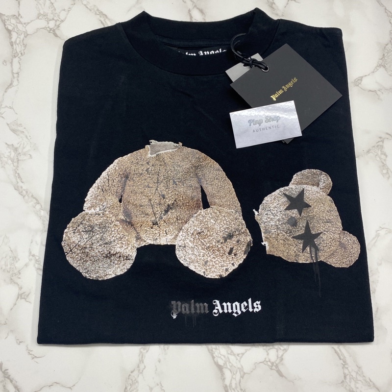 💥สอบถามstockก่อนกดสั่ง Palm Angels Spray Bear headless tee สีดำ t-shirt เสื้อยืด หมี ตาดาว สเปร์ย ปาล์มแองเจิล ของแท้