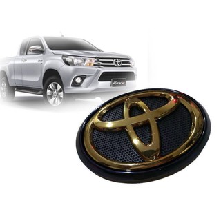 โลโก้ Toyota หน้ากระจัง Revo สีทองขอบสีดำ Chrome TRD