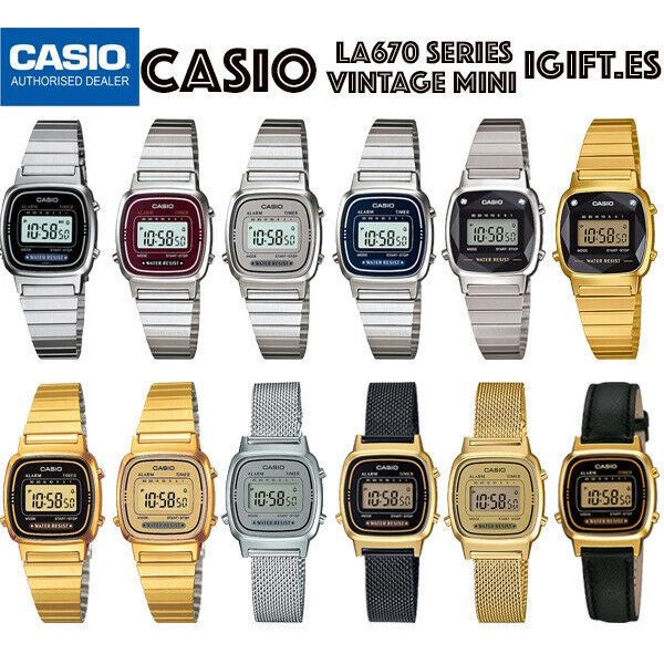 แท้ Cmg Casio รุ่น LA670 LA690 วิทเทจ series LA-670 LA670W LA670-9D ประกันศูนย์ไทย 1 ปี(LA670WEGB-1B)