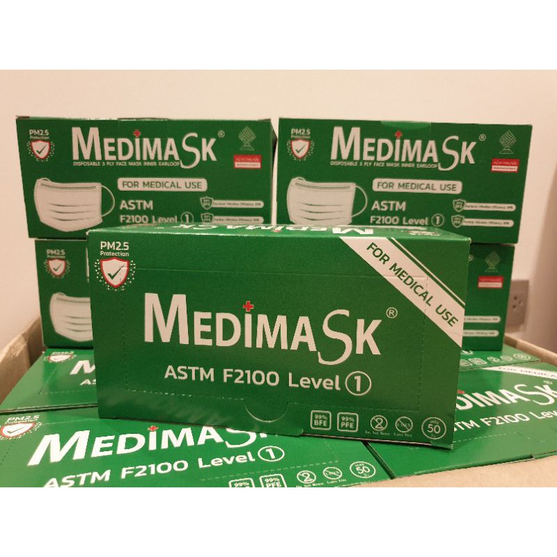 หน้ากากอนามัย​ Medimask แท้ 💯 หนา 3 ชั้น 50 ชิ้น ต่อกล่อง Protection PM2.5 พร้อมส่ง📌📌