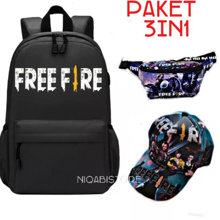[PRODUCT CODE BGA0Z3740] กระเป๋าเป้นักเรียนเด็ก freefire ฟรีหมวกและกระเป๋าสะพาย ff กระเป๋าเป้