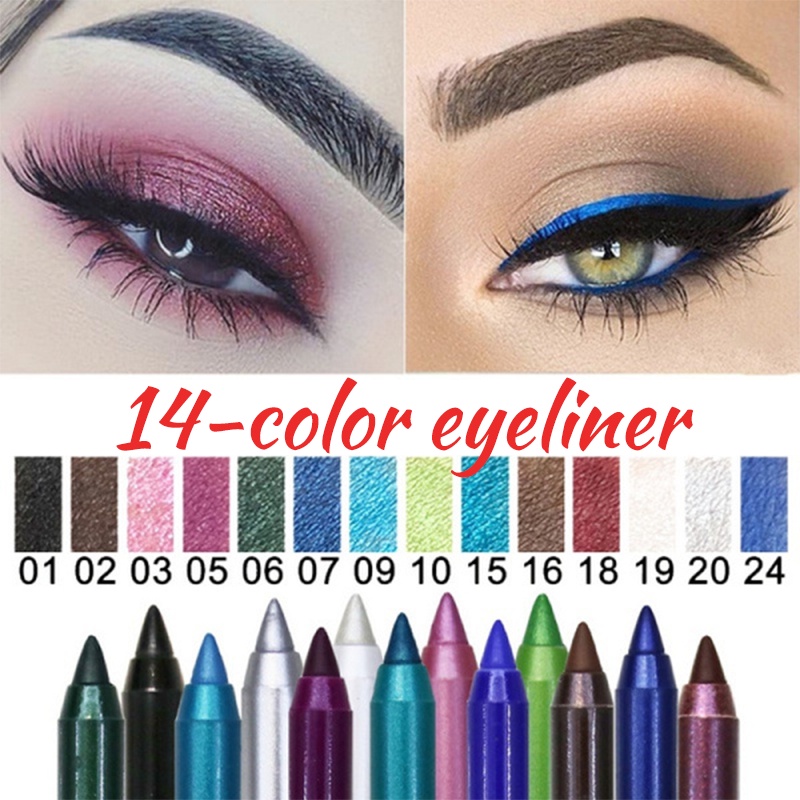 ดินสอเขียนขอบตา อายไลเนอร์ กันน้ํา ติดทนนาน 14 สี สีเขียว สีน้ําตาล ปากกาอายไลเนอร์ ผู้หญิง แฟชั่น สีแต่งหน้า เครื่องสําอาง ราคา ถูกที่สุด ดีลบีเคเค