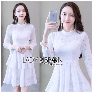 Laser-Cut and Embroidered Pure White Cotton Layered Dress