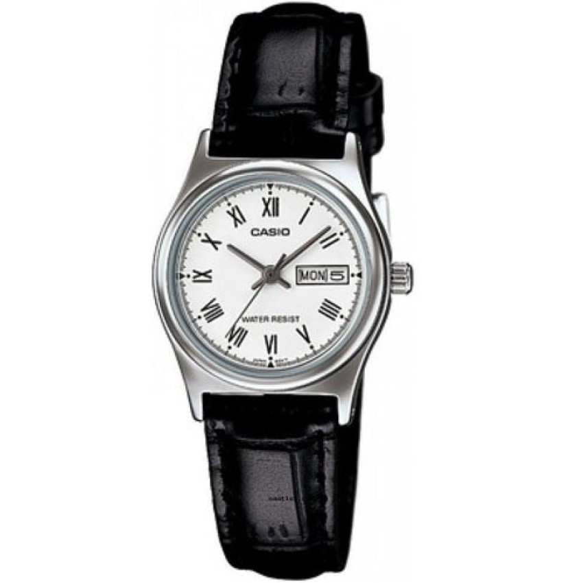 Casio Standard นาฬิกาข้อมือผู้หญิง สีขาว สายหนังสีดำ รุ่น
LTP-V006L-7BUDF