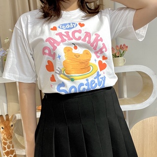 แฟชั่นคลาสสิกPancake teddy t-shirt เสื้อยืดสีขาวลายเท๊ดดี้แพนเค้ก น่ารักมั่กๆ | Stickwithme4ev