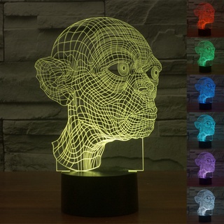 Gollum โคมไฟตั้งโต๊ะ LED รูปพระเจ้าแห่งวงแหวน 3D 7 สี USB