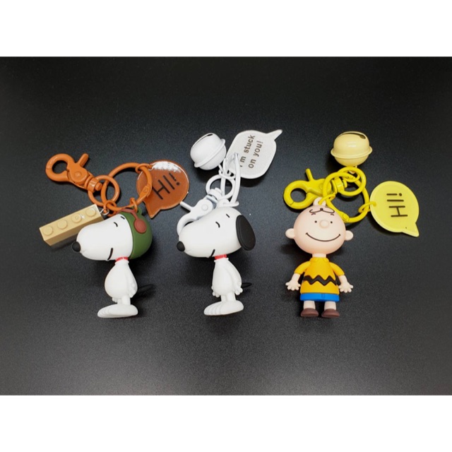 Peanuts Snoopy Charlie Brown Figure Mascot Metal Key Chain Ring Holder Finder
