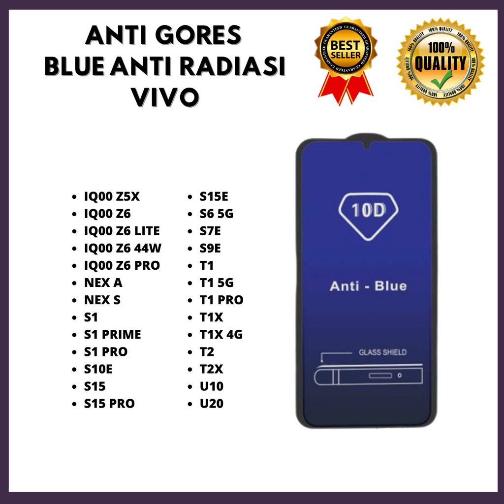 TEMPERED GLASS ANTI RADIATION VIVO IQ00 Z5X-IQ00 Z6 LITE-IQ00 Z6 44W-IQ00 Z6 PRO-NEX A-S1-S1 PRIME-E