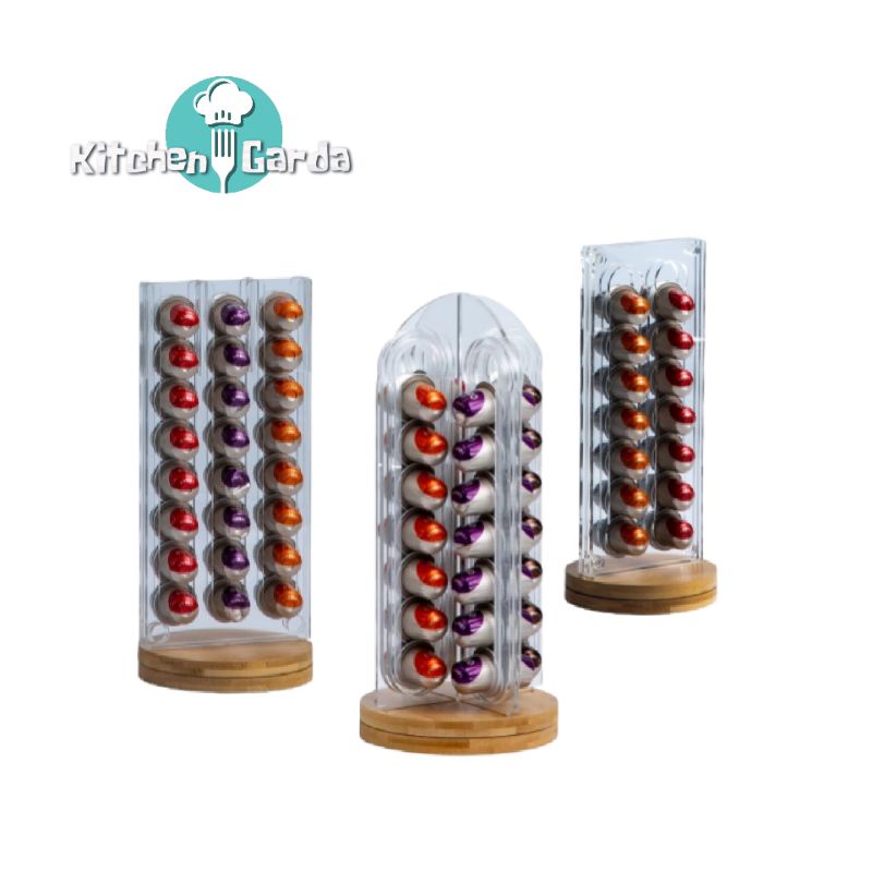 ชั้นอะครีลิคเก็บแคปซูลกาแฟแบบหมุนได้ Acrylic Nespresso Capsule Rotating Rack ที่วางแคปซูลกาแฟ เนสเพร