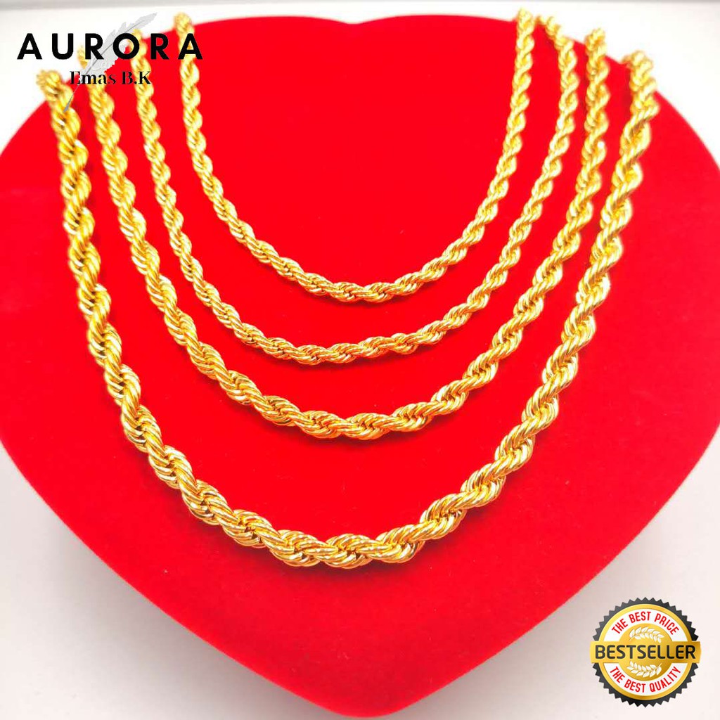 COP 916 R.Leher Bubut(Lebar:0.4/0.45/0.5/0.6cm)Emas Korea Gold999.9 สร้อยคอชุบ EKRLQC N46/64/69/77/8