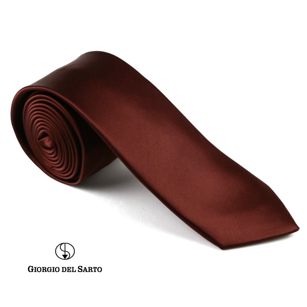 Giorgio Del Sarto Satin Necktie 6 cm Brown เนคไทผ้าซาตินสีน้ำตาล