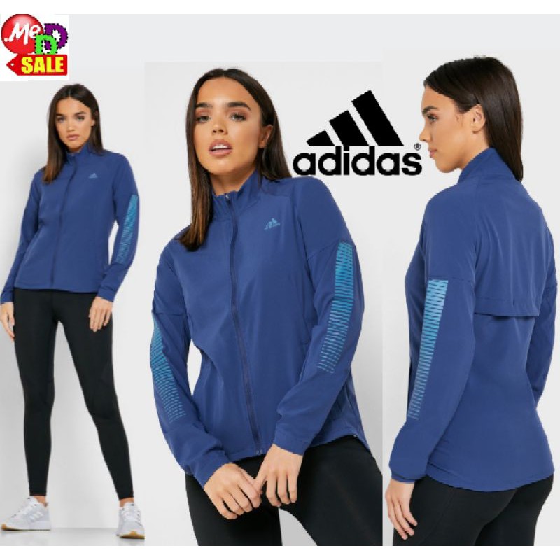 Adidas - ใหม่ เสื้อแจ็คเก็ตใส่วิ่งทรงสลิม กันน้ำ-ฝน (แบบปลอยๆ) ADIDAS RISE UP N RUN JACKET FL6024