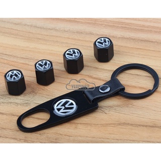 ราคาต่อ4 ชิ้น พวงกุญแจ จุกลม จุ๊บลม โลโก้ โฟล์คสวาเก้น สีดำ black Volkswagen VW Car Tyre Tire Cap Wheel Nut Valve Stem