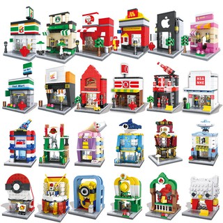 ของเล่นตัวต่อเลโก้ kawaii mini street city diy 3 d ขายปลีก