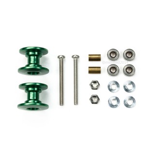 Tamiya 95606 - Lightweight Double Aluminum Rollers (13-12mm/Green) โรลเลอร์ สีเขียว