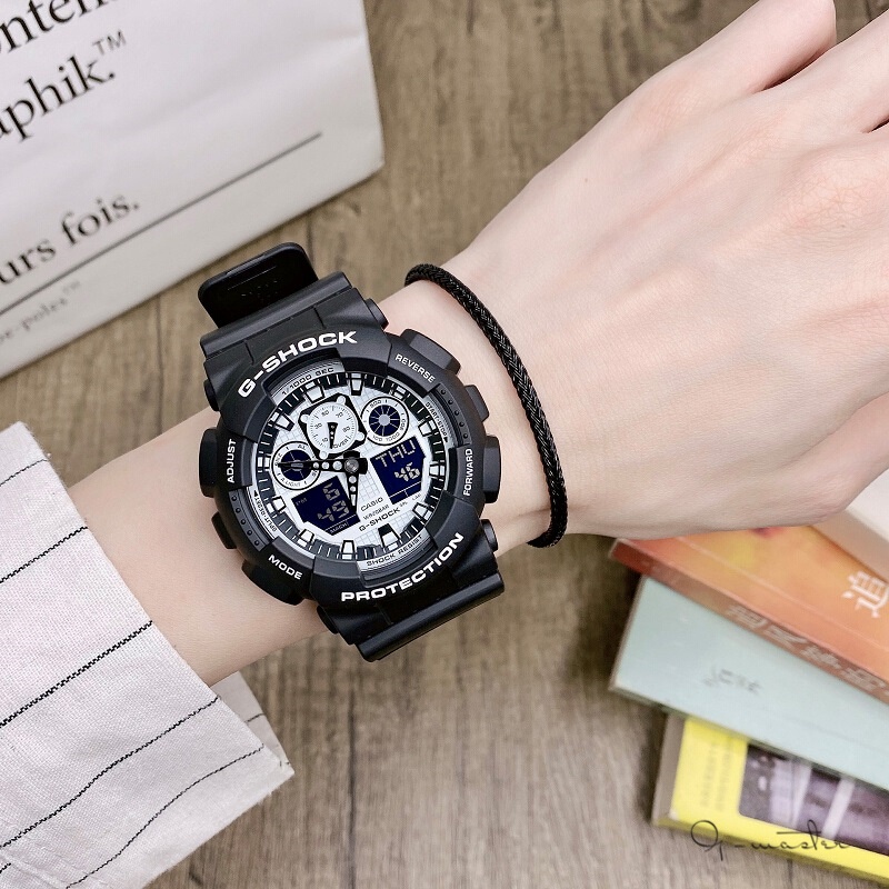ญี่ปุ่นนาฬิกา GA-100BW-1A สีดําเงินกีฬานาฬิกา Ga100 นาฬิกาข้อมือผู้ชายแฟชั่นแฟชั่นเรซิ่นสายนาฬิกา HV