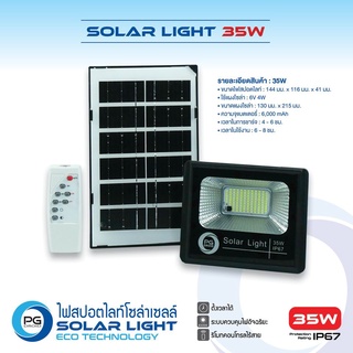 [ ร้านหลักบรษัท ] PG Droid SOLAR LIGHT ไฟสปอตไลท์แผง 35w โซล่าเซลล์ 4w ไฟฟรีสว่างตลอดคืน พลังงานสะอาดแสงอาทิตย์