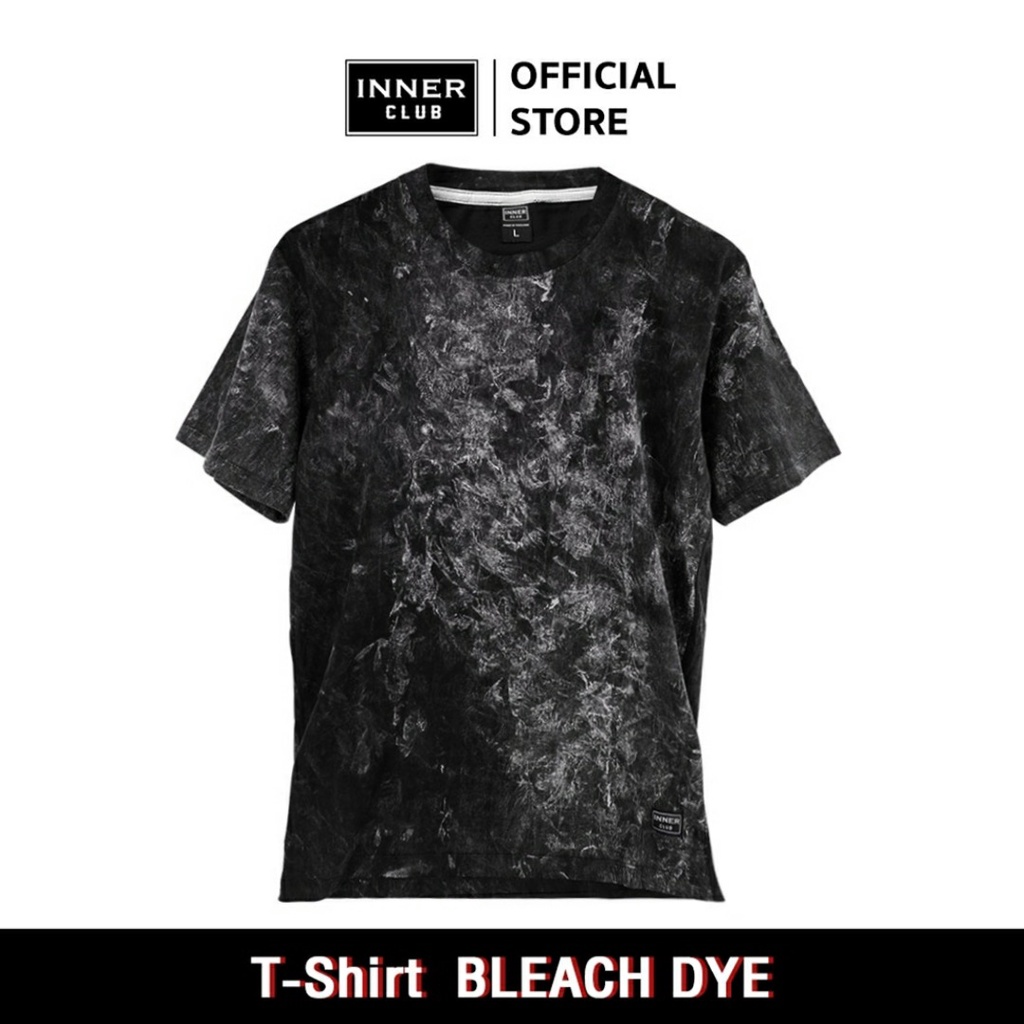 Inner Club เสื้อยืดฟอก-สีดำ คอกลม (T-Shirt Bleach Dye)