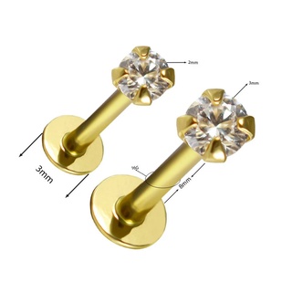9K Gold Internal Lip Labret with Round Jeweled Topเครื่องเพชรพลอยแท้  แฟชั่น ทันสมัย   ทองแท้  หลายรูปแบบ