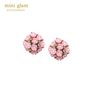 Miniglam Pink Full Bloom Stud Earrings ต่างหูช่อดอกไม้สีชมพู