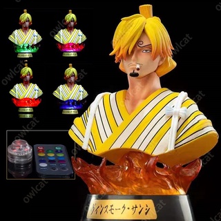 โมเดลวันพีช Wano Sanji Black Leg One Piece Figure GK 7-Color LED 17cm บรรจุอยู่ในกล่องพีวีซี วันพีซ โมเดล ฟิกเ ฟิกเกอร์ Vinsmoke Sanji ซันจิ Wanokuni Wano Country Bust Straw Hat Pirates Remote control