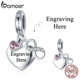 Bamoer 925 Sterling Silver Custom Letters Love Charm Engraved Pendant For Bracelet Necklace DIY Fashion Accessories SCC1922