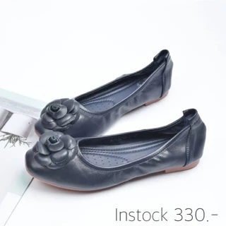 size 36-42 | Flat flower รองเท้าคัทชู ผู้หญิง ส้นแบน ทรงบัลเลต์ คุณภาพดี ด้านหน้าประดับดอกไม้