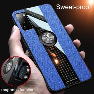 เคสโทรศัพท์มือถือ TPU นิ่ม แบบผ้าทอ พร้อมแหวนแม่เหล็ก สําหรับ Huawei Nova 7i Nova 6 SE P40 Lite