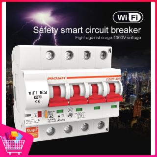 (qi) smart wifi circuit breaker 4p สวิตช์สมาร์ท life/tuya ใช้แอพควบคุม