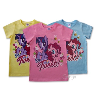 เสื้อยืดคอกลม เด็กหญิง (4-10ขวบ) ลิขสิทธิ์แท้ My Little Pony ลายโพนี่ ผ้าคอตตอนสแปนเด็กซ์ เนื้อผ้าดี นุ่ม ใส่สบาย