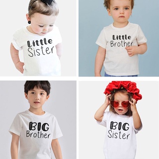 เสื้อยืดแขนสั้น คอกลม พิมพ์ลาย Big Little Brother Sisters สีขาว แฟชั่นสําหรับเด็ก