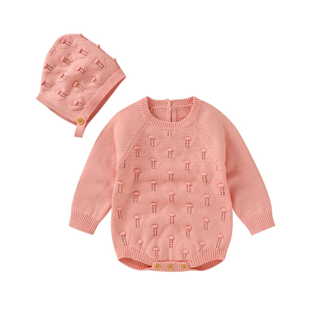 ชุดกางเกงกระโปรงเด็กทารก BP88-2 สีเรียบแบบหวานๆ พร้อมบอลขนปุยทรงโดมประดับแขนและขอบคอ + หมวก