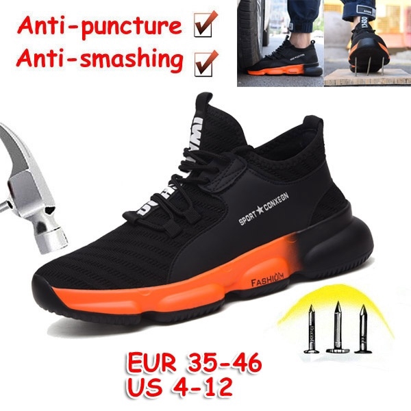 New Man แฟชั่น Steel Toe ความปลอดภัยรองเท้าทําลาย Ryder รองเท้ารองเท้าผ้าใบ Anti-smashing ทํางาน Bre