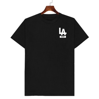 เสื้อยืดสีดำ LA 20XX Los Angeles คอกลม มีเก็บปลายทาง