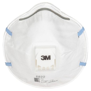 3M หน้ากากป้องกันฟูมโลหะ กันฝุ่น ชนิดแข็ง คาดหัว มีลิ้นระบายอากาศ 8822 P2 (กล่องละ 10 ชิ้น)