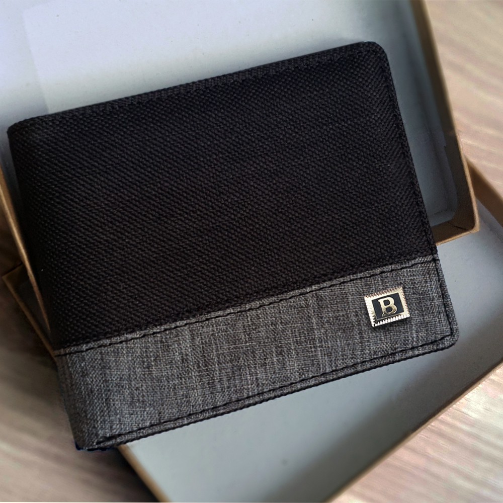 ข้อเสนอที่ดีที่สุด [กระเป๋าและการเดินทาง] MENS WALLET CANVAS WALLET SHORT WALLET 2 FOLDS DURABLE CAN