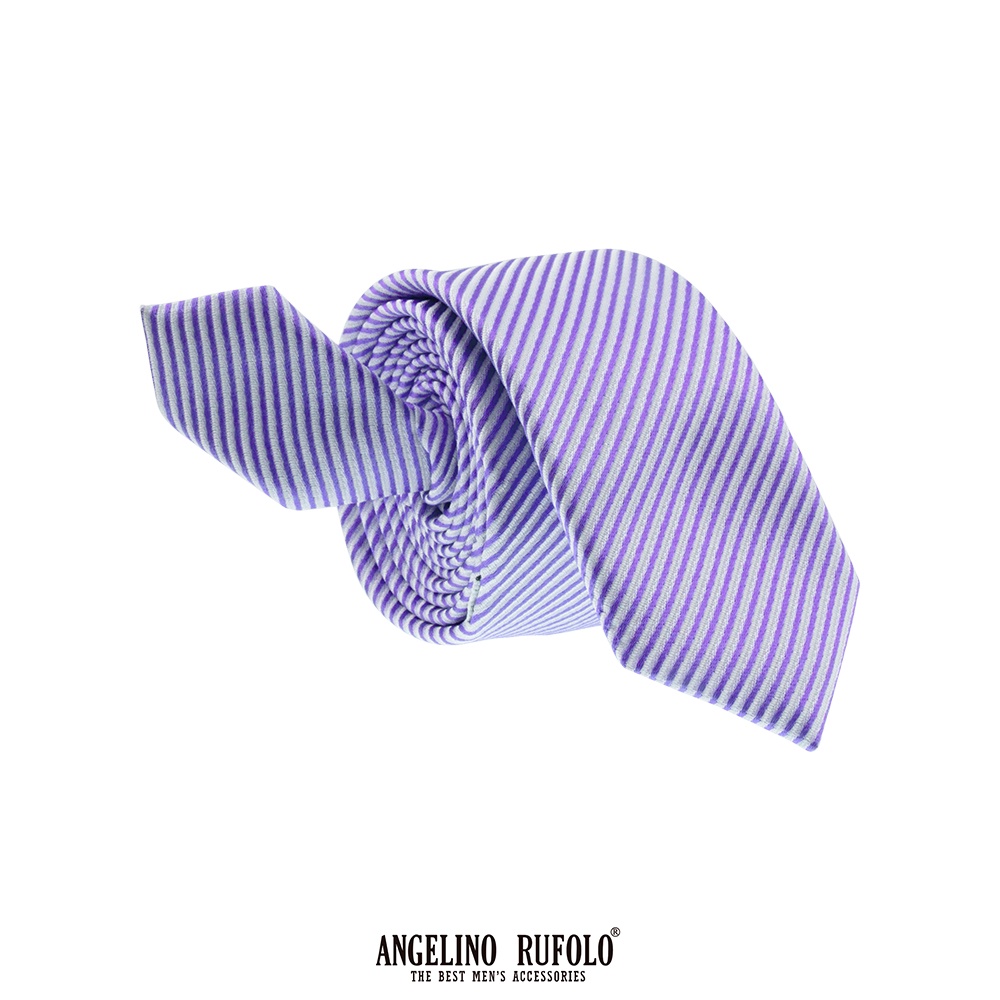 ANGELINO RUFOLO Necktie(NTSL-ทาง016) เนคไทผ้าไหมทออิตาลี่คุณภาพเยี่ยมดีไซน์ Stripe สีกรม/น้ำเงิน/ฟ้า/เทา/ส้ม/เลือดหมู