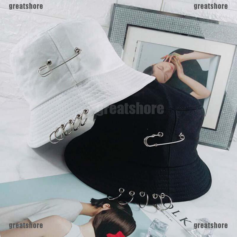 GRE Unisex Women Men Bucket Hat Pin Rings Sunhat Caps Summer Hats Fashi ...