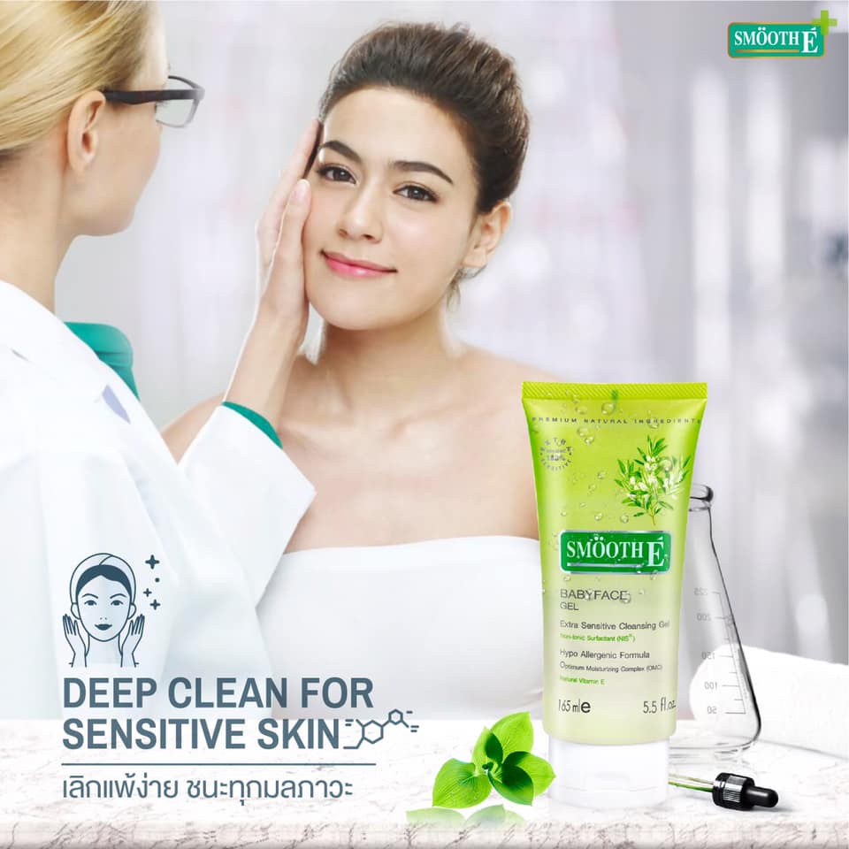 Smooth E Baby Face Gel 1.5 ,3.3 ,5.5 oz. สมูทอีเบบี้เฟซเจล เจลล้างหน้าสูตรไม่มีฟอง สำหรับผิวบอบบางแพ้ง่าย เป็นสิวง่าย - รูปที่ 3