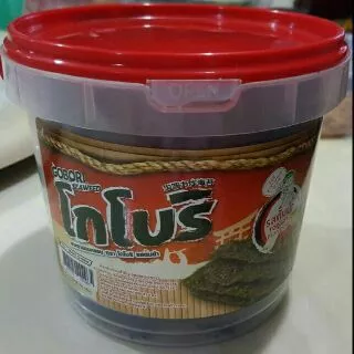 สาหร่าย ทอด อบกรอบ โกโบริ 1 ถัง มีขนาด 50 กรัม และ 100 กรัม สาหร่ายโกโบริ รสออริจินัล และรสต้มยำ