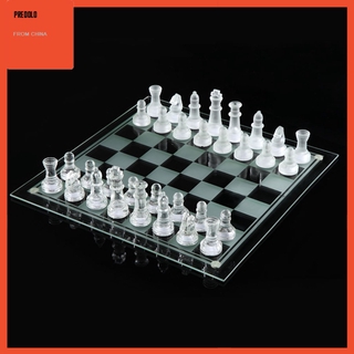 [In Stock] Glass Chess Set Elegant Pieces and Glass Board Game Frosted Clear